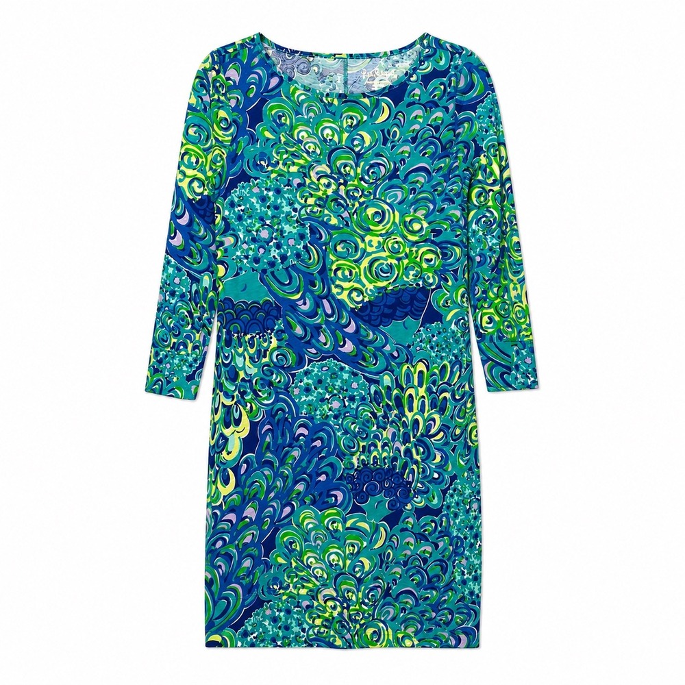 Lilly Pulitzer Marlowe Dress XXS‎ Lilly's Lagoon Blue Green NWT 3/4 Sleeve